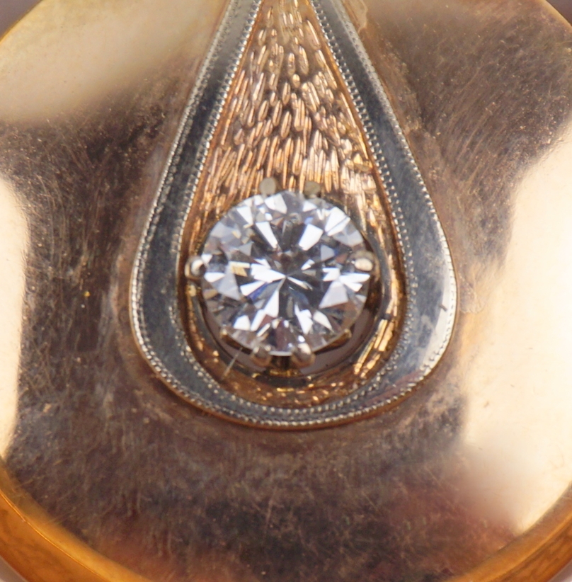 Collier-Mittelteil mit Diamant-Brillant ca. 0,75ct und 5 Türkiskugeln, 585er Rotgold, Gew.13,58g - Image 3 of 3