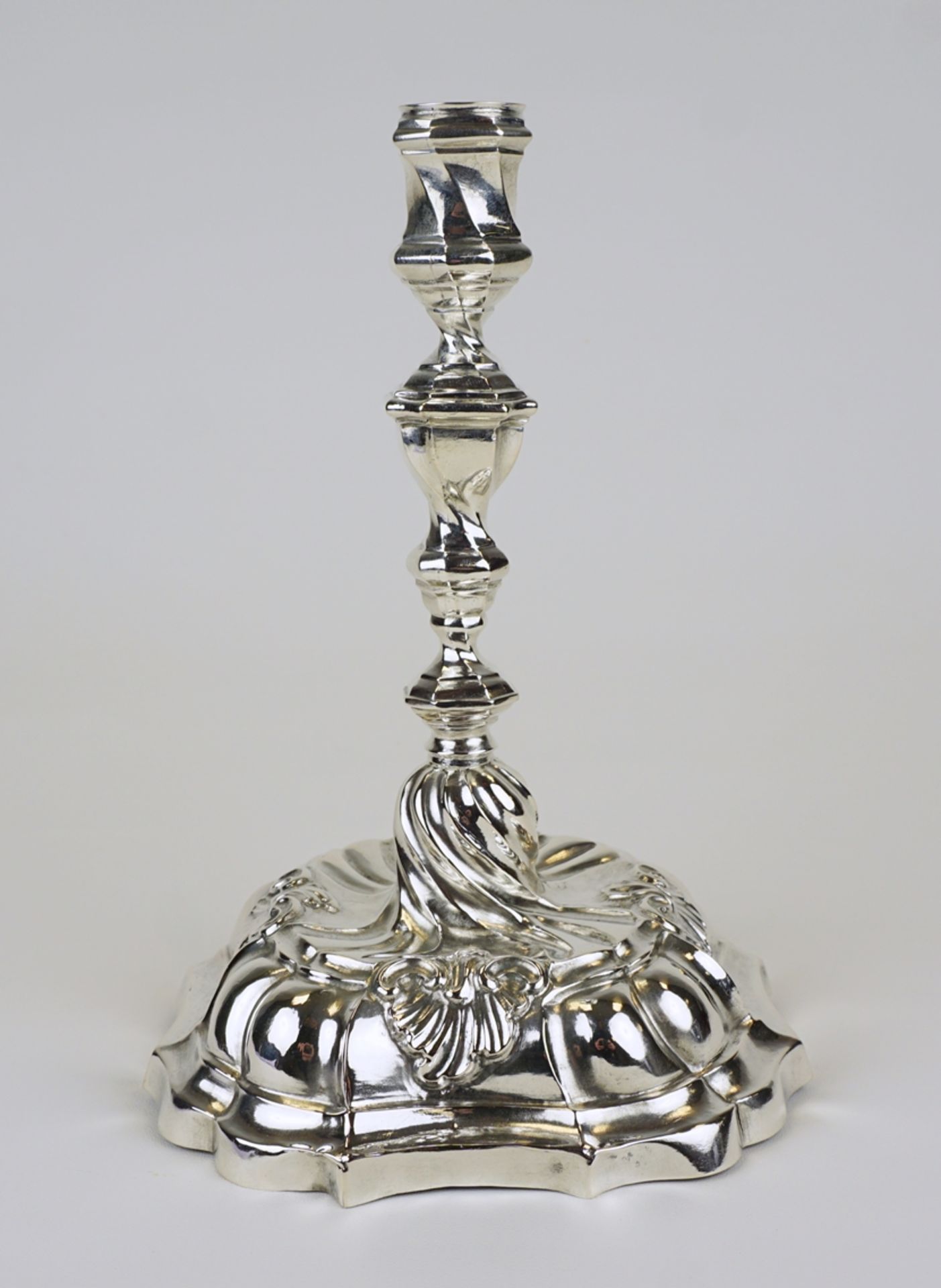 Barocker Kerzenleuchter, Silber, Augsburg 1775-1777, Johann Jacob Biller - Bild 4 aus 6