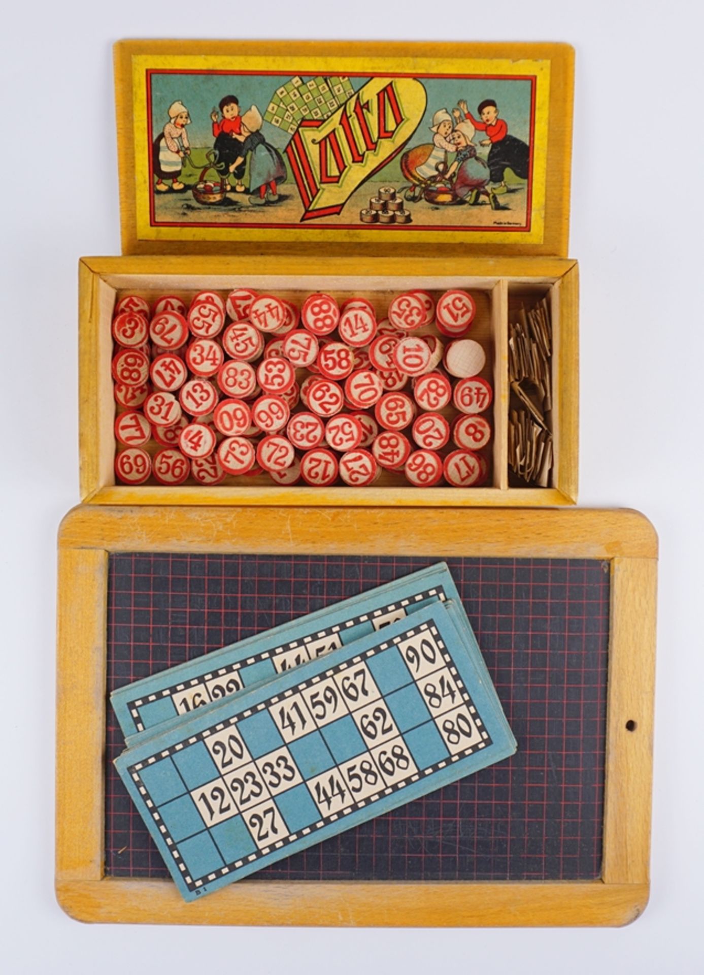 Lotto-Spiel und Schiefertafel, 1950er Jahre - Bild 2 aus 2