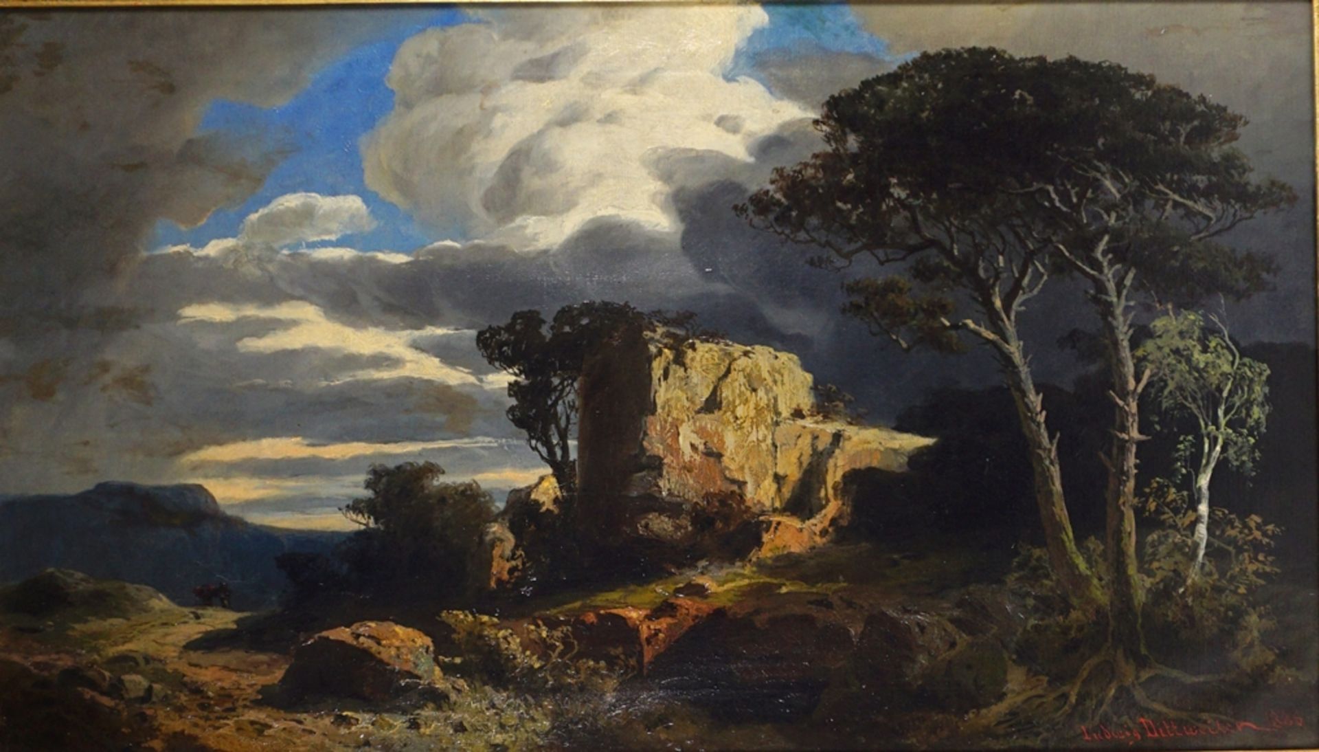 Ludwig Dittweiler (1844, Karlsruhe - 1891, ebd.), "Felslandschaft unter aufziehendem Gewitter", 188 - Bild 2 aus 4