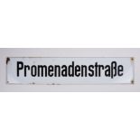 Emaille-Straßenschild "Promenadenstraße", 2.Hälfte 20.Jh.