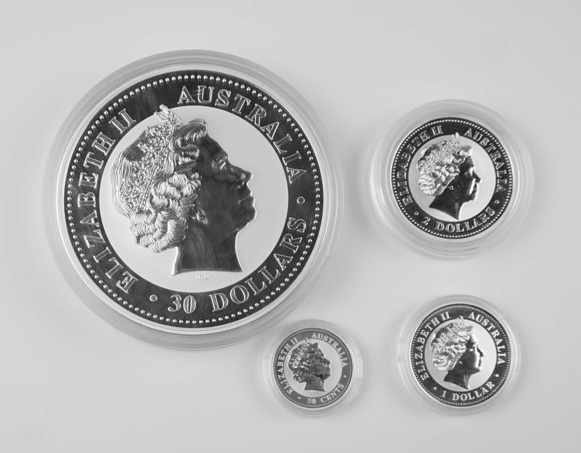 4-tlg. Silbermünzen-Serie, Luna I, Jahr des Pferdes, 2002, Australien - Bild 2 aus 2