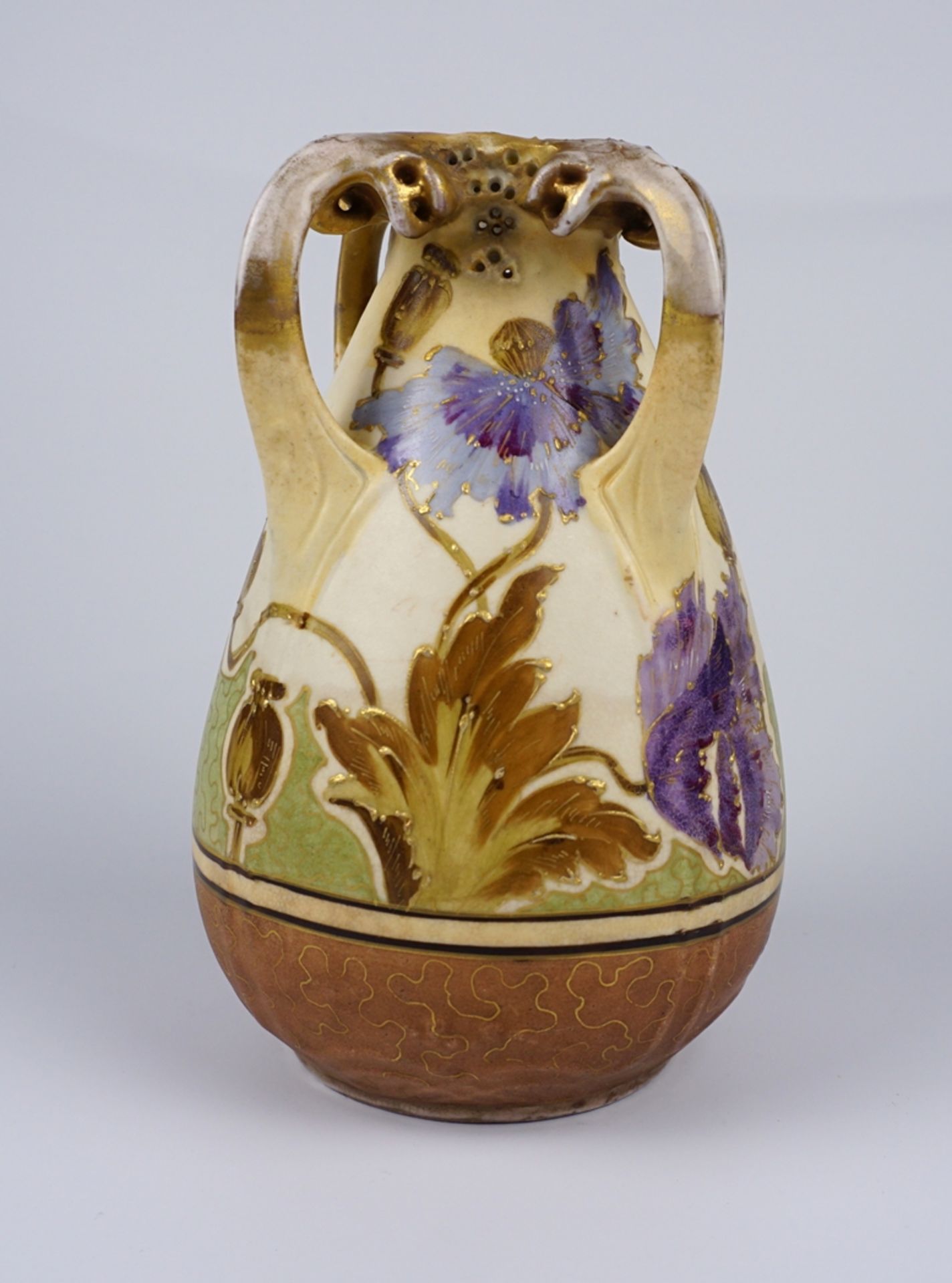 Henkelvase, wohl Amphora Werke, Turn Teplitz, Jugendstil um 1900