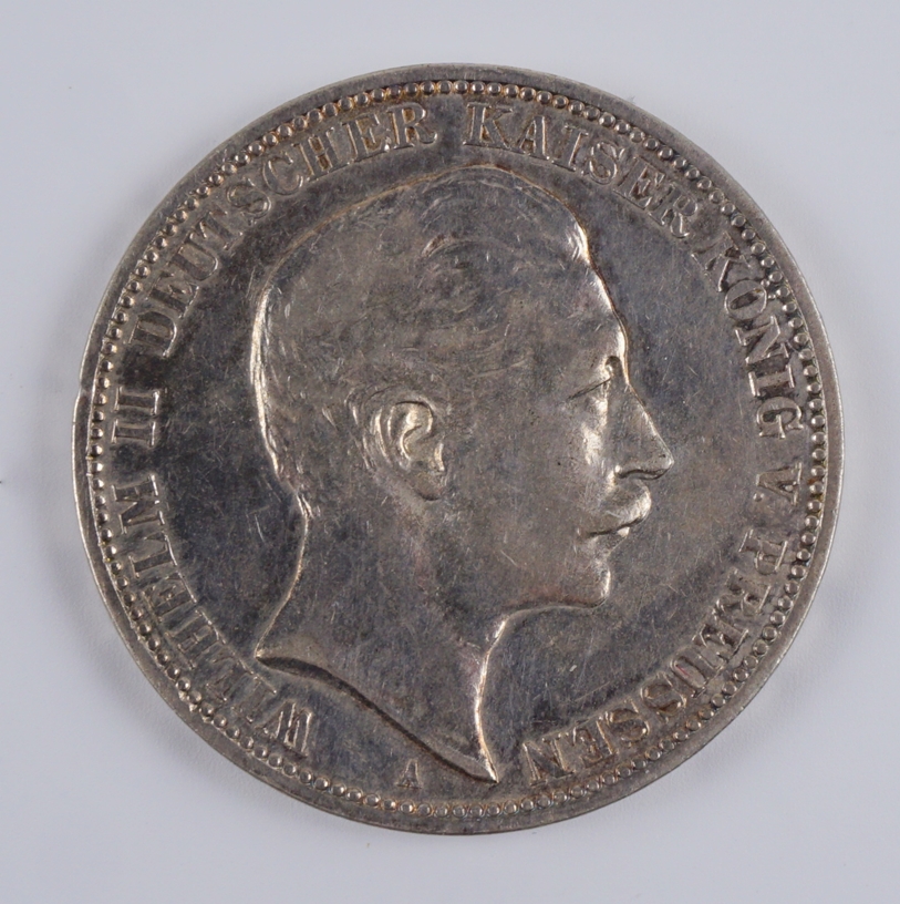 3 Mark 1909, Wilhelm II, Preussen, 900er Silber