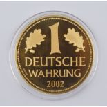 1 Deutsche Währung zum Abschied unserer D-Mark, 2002, 900er Gold