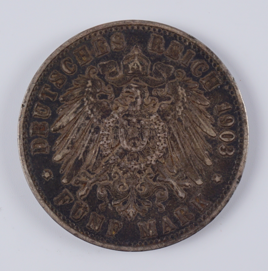 5 Mark 1903, Friedrich II., Preussen, 900er Silber - Image 2 of 2