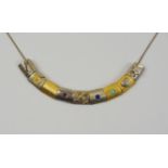 Design-Collier, partiell vergoldet und tlw. mit Steinbesatz, 925er Silber; Gew.15,74g