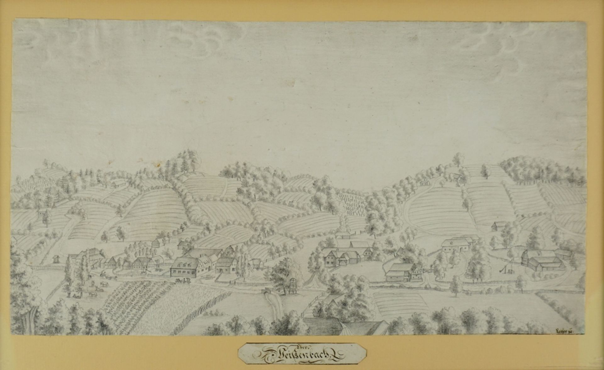 Handzeichnung "Oberweißenbach", 19. Jh., Bleistift/Papier - Bild 2 aus 2