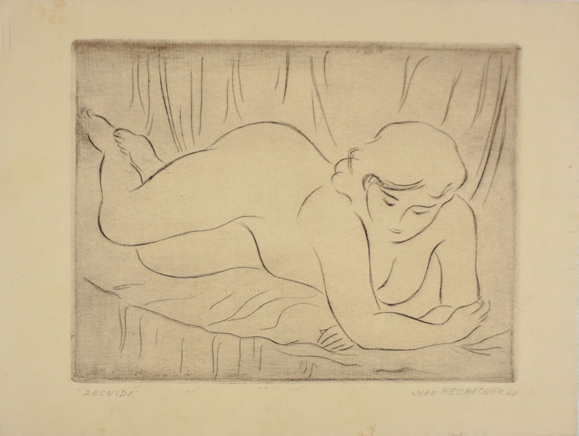 Juan Messmacher (1902, Dresden - ?), 3 Frauenakte "Desnudo" und Selbstporträt, 1960-63, Kaltnadelra - Image 2 of 2