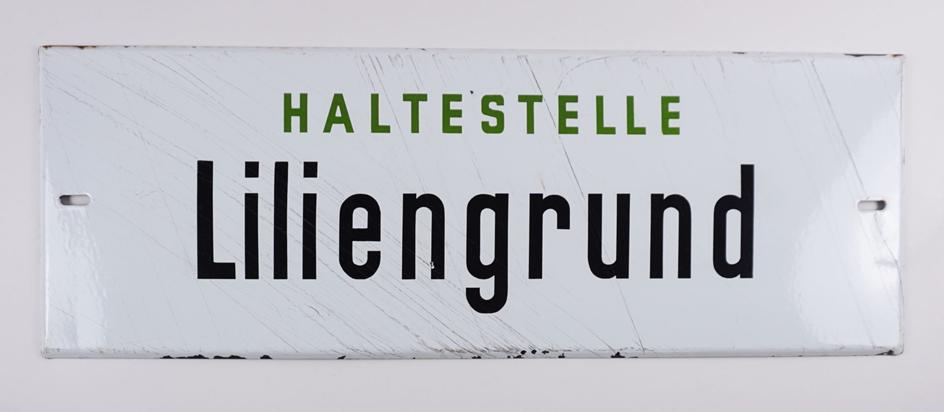 Emailleschild "Haltestelle Liliengrund", 2.Hälfte 20.Jh.