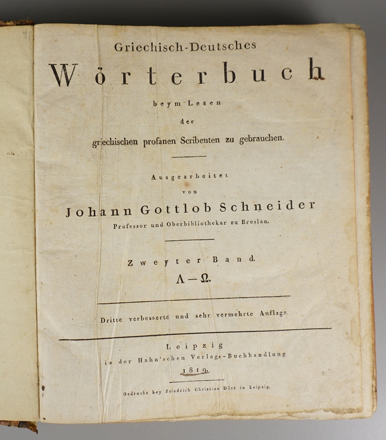 Johannes Gottlob Schneider, Griechisch-Deutsches Wörterbuch, Leipzig, 1819