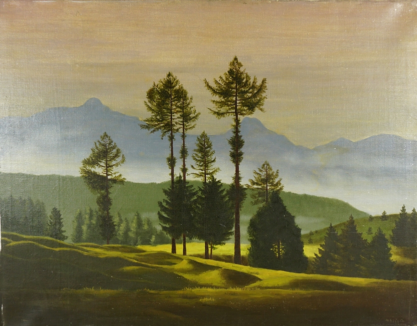 H. Eisele, "Bergpanorama", Mitte 20. Jh., Öl/Lwd.