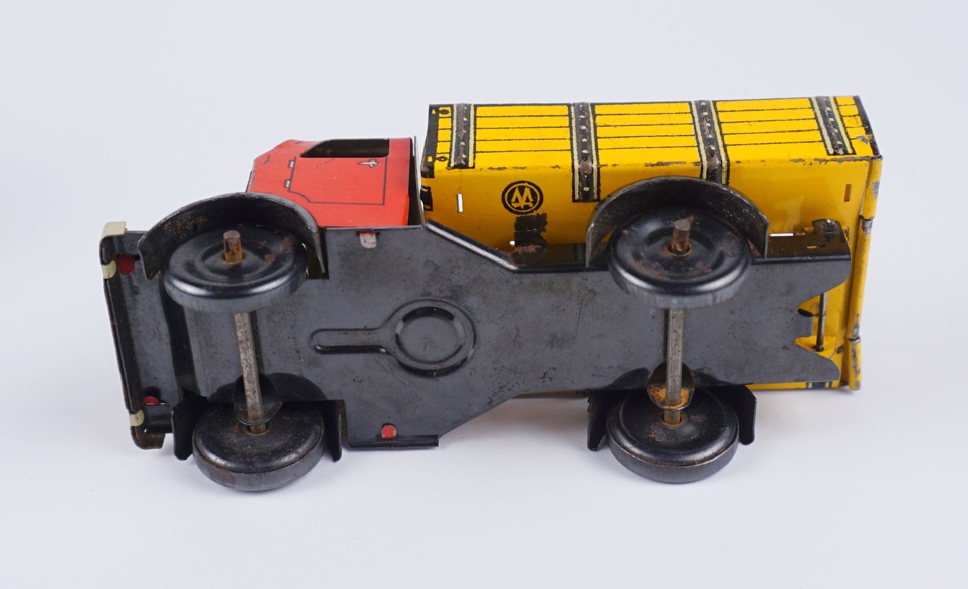 Kleiner LKW mit Hänger, Blechspielzeug, wohl um 1950 - Bild 3 aus 3