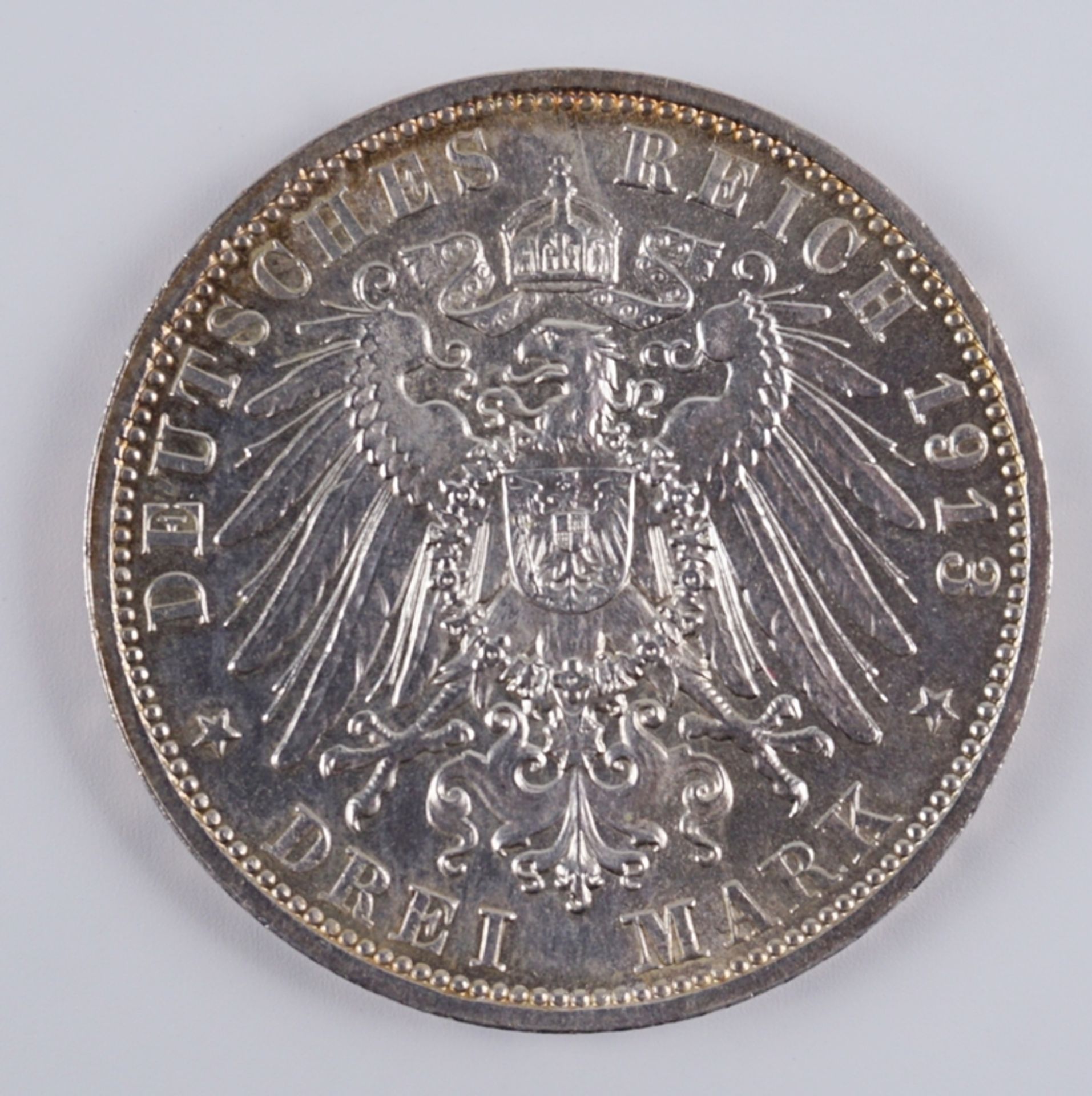 3 Mark 1913, 100. Jahrestag der Völkerschlacht bei Leipzig, Sachsen, 900er Silber - Image 2 of 2