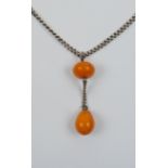 Collier mit Butterscotch-Bernstein, Silber, Gew.7,06g