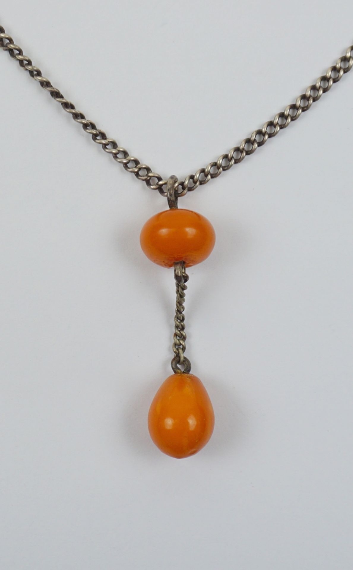 Collier mit Butterscotch-Bernstein, Silber, Gew.7,06g