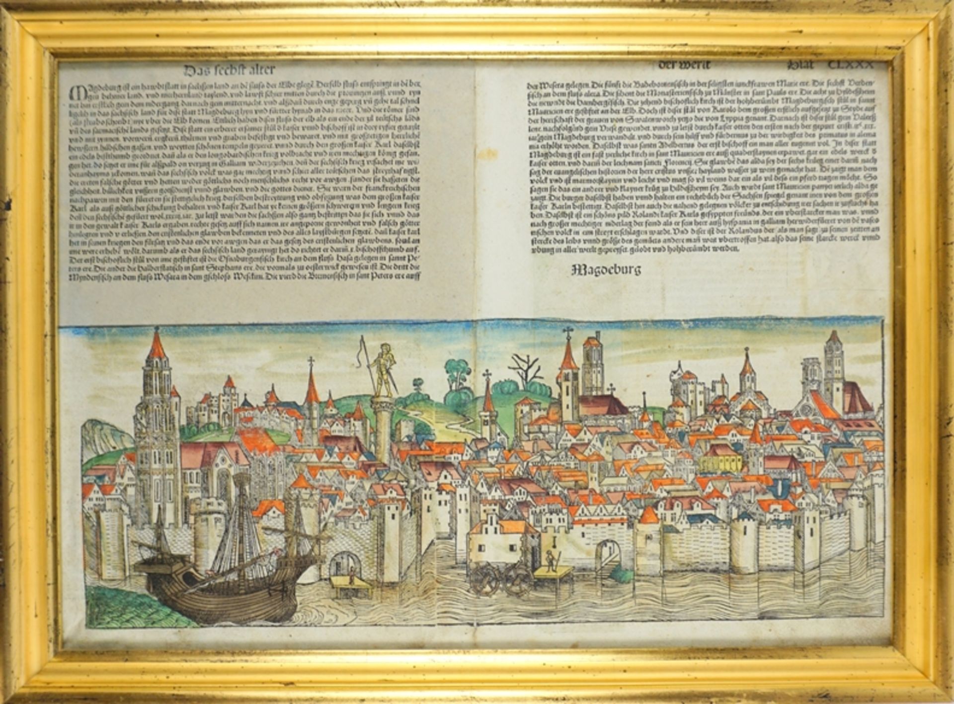 Hartmann Schedel (1440, Nürnberg - 1514, ebd.), "Magdeburg", aus Schedelscher Weltchronic, 1493, ko