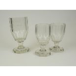 3 Gläser mit Facettenschliff, um 1870/1880