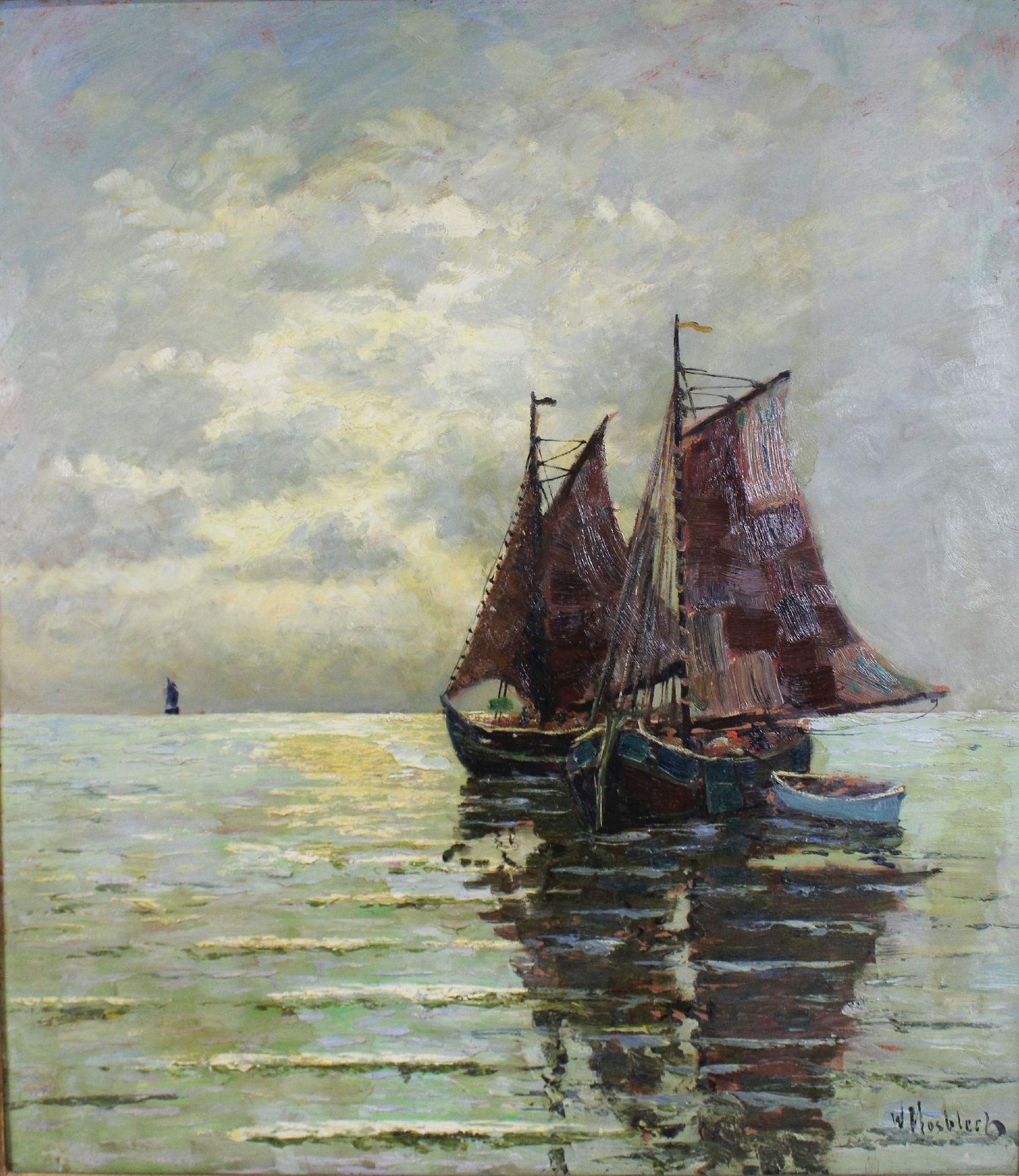 Carl Wilhelm Mosblech (1868-1934), Fischerboote im Sonnenuntergang - Bild 3 aus 3