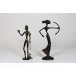 2 Bronzeskulpturen, unbekannter Künstler