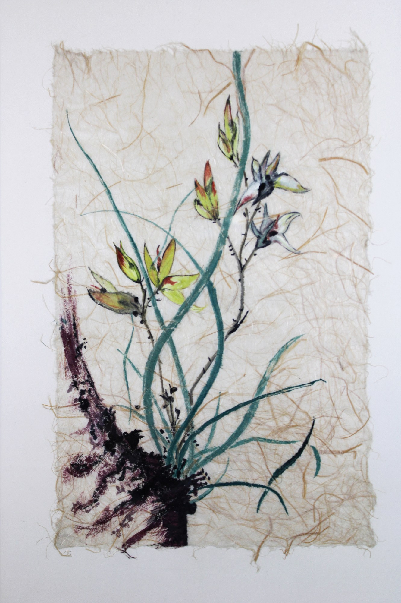Drei Blumenbilder, Aquarell auf Japanpapier - Image 4 of 4