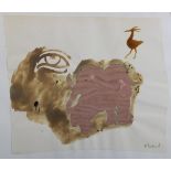 Andreas Uecker, Auge mit Elefant und Vogel, Aquarell auf Papier