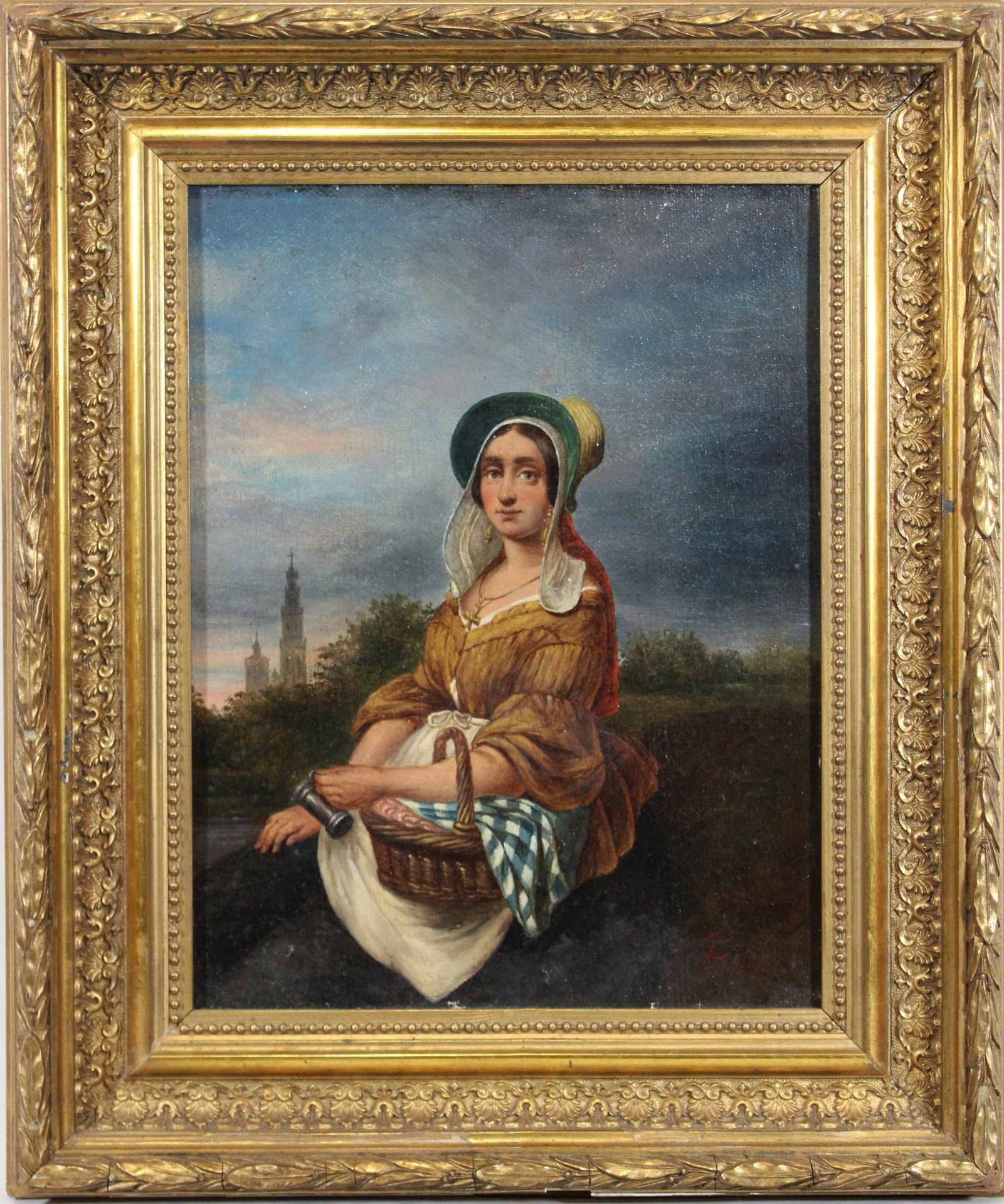 Unbekannter Künstler, Frauenportrait, ÖL auf Leinwand, unten rechts monogrammiert  - Bild 3 aus 3