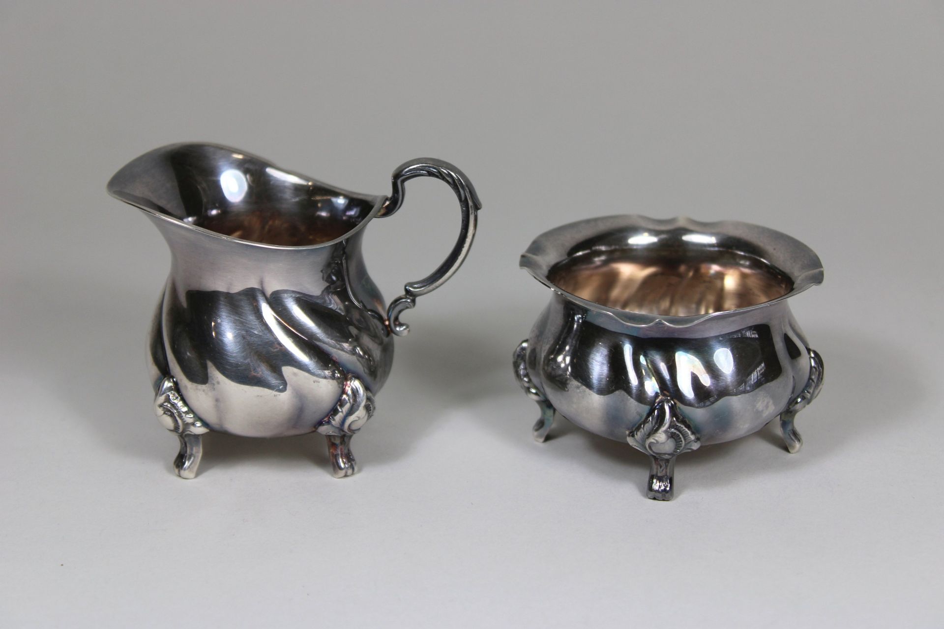 Zuckerdose und Milchkännchen, 925er Sterling Silber, Emil Hermann