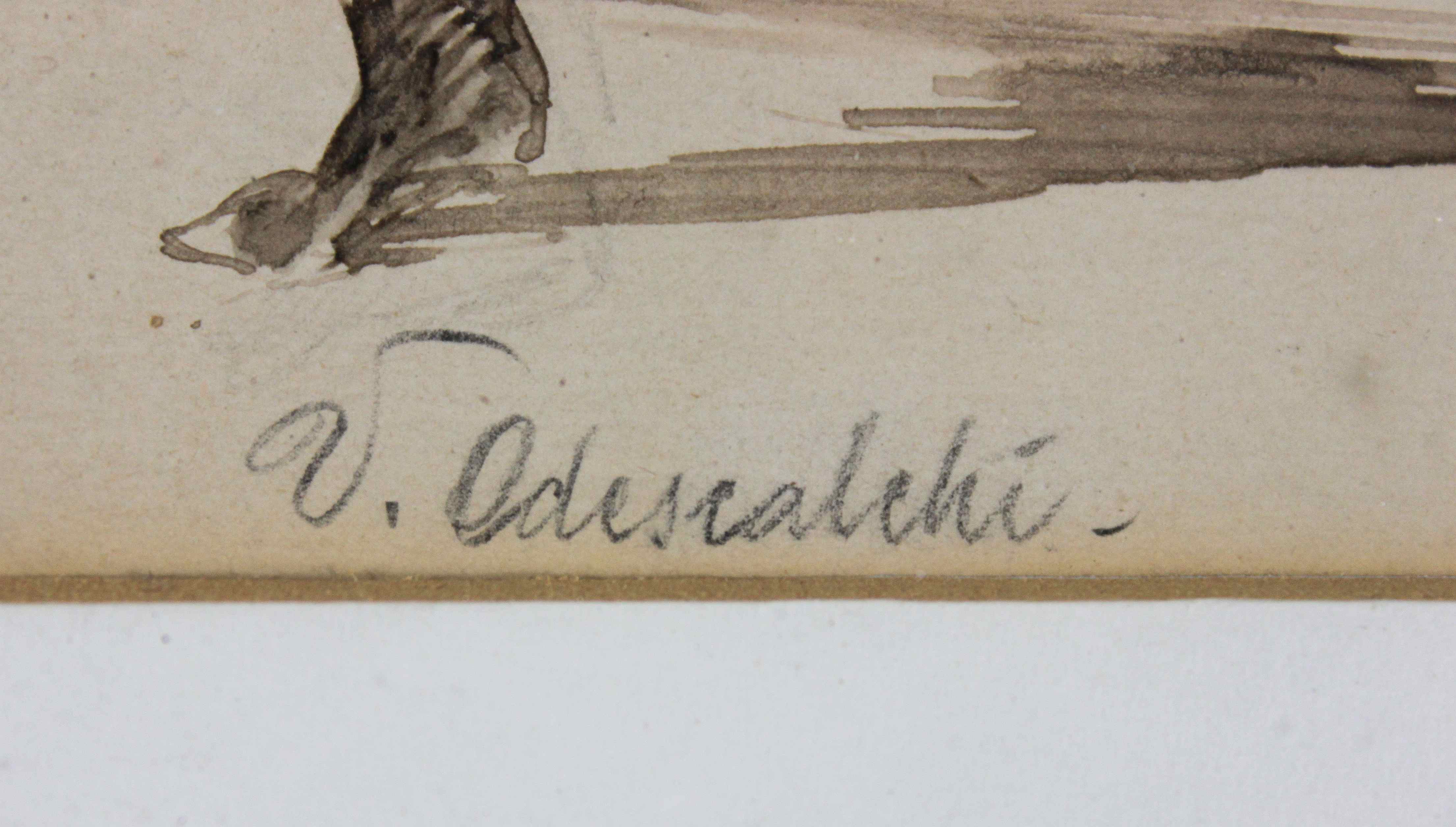 V. Odescalchi, ein Aquarell und eine Bleistiftzeichnung, 19. Jh., Studien eines Offiziers - Image 2 of 3