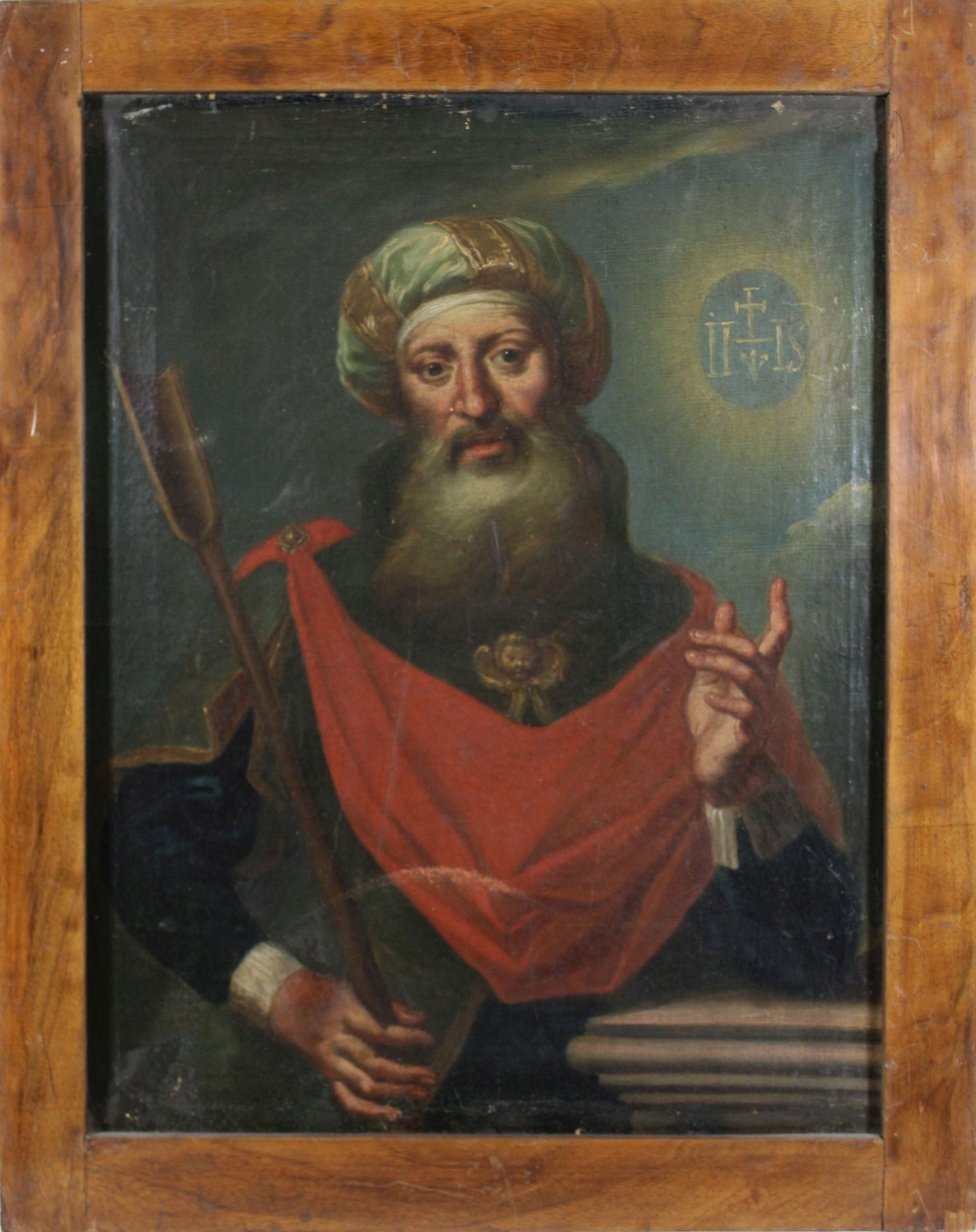 Unbekannter Künstler, Mann mit Turban, 18. Jh., Öl auf Leinwand, IHS-Monogramm. - Image 2 of 2