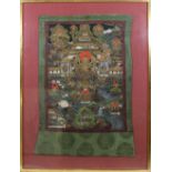 Thangka, Tibet/Nepal, in Brokateinfassung, Bildmaße: H. 73 cm, B. 52 cm
