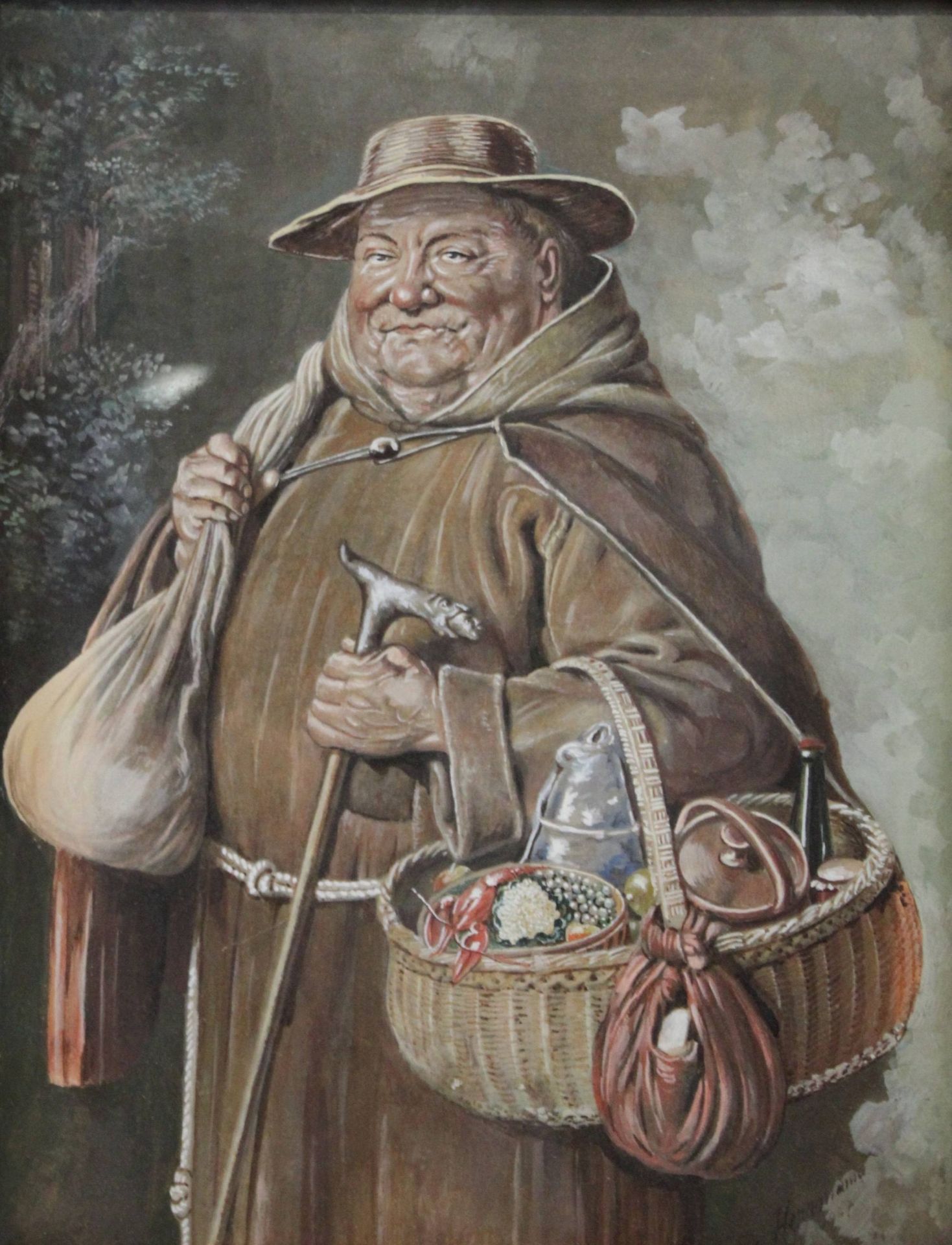 Hermann 1927, Mönch mit dem Korb, Pastell