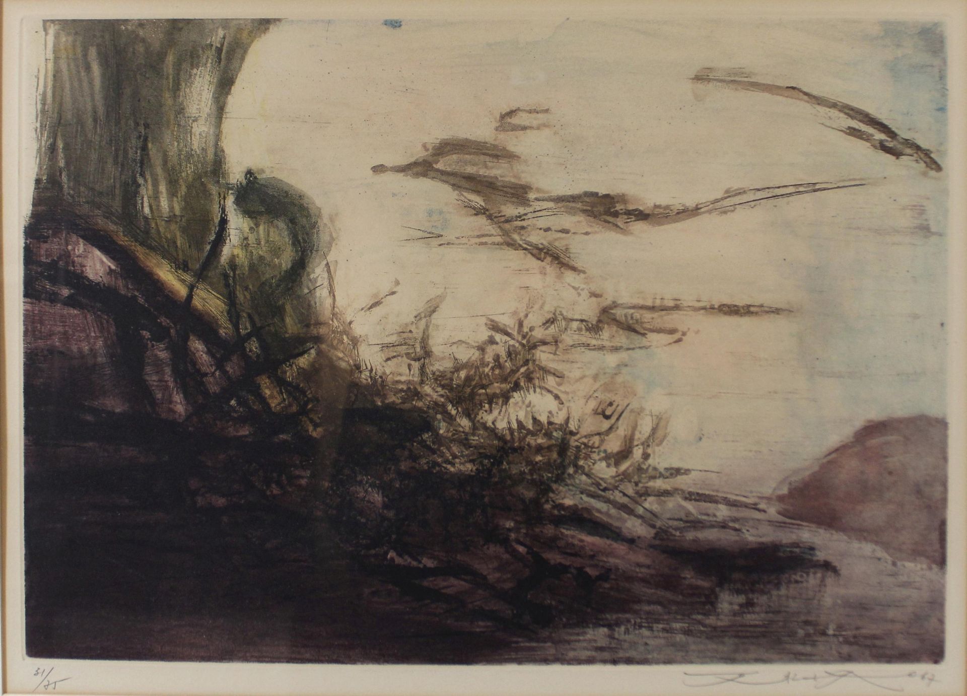 Zao Wou-Ki (chinesisch/französisch, 1920 - 2013), Ohne Titel, 1967, Mischtechnick auf Papier