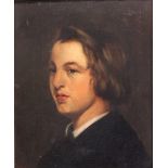 Julius Amatus Roeting (deutsch, 1821 - 1896), Porträt eines jungen Mannes, Öl auf Karton