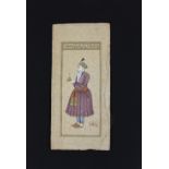 Miniaturmalerei, Indien, um 1800, Papier, Figurativedarstellung in schmalen Linien