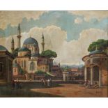 A. Rossi, Platz vor Sultan-Ahmed-Moschee, Öl auf Leinwand, unten rechts signiert.