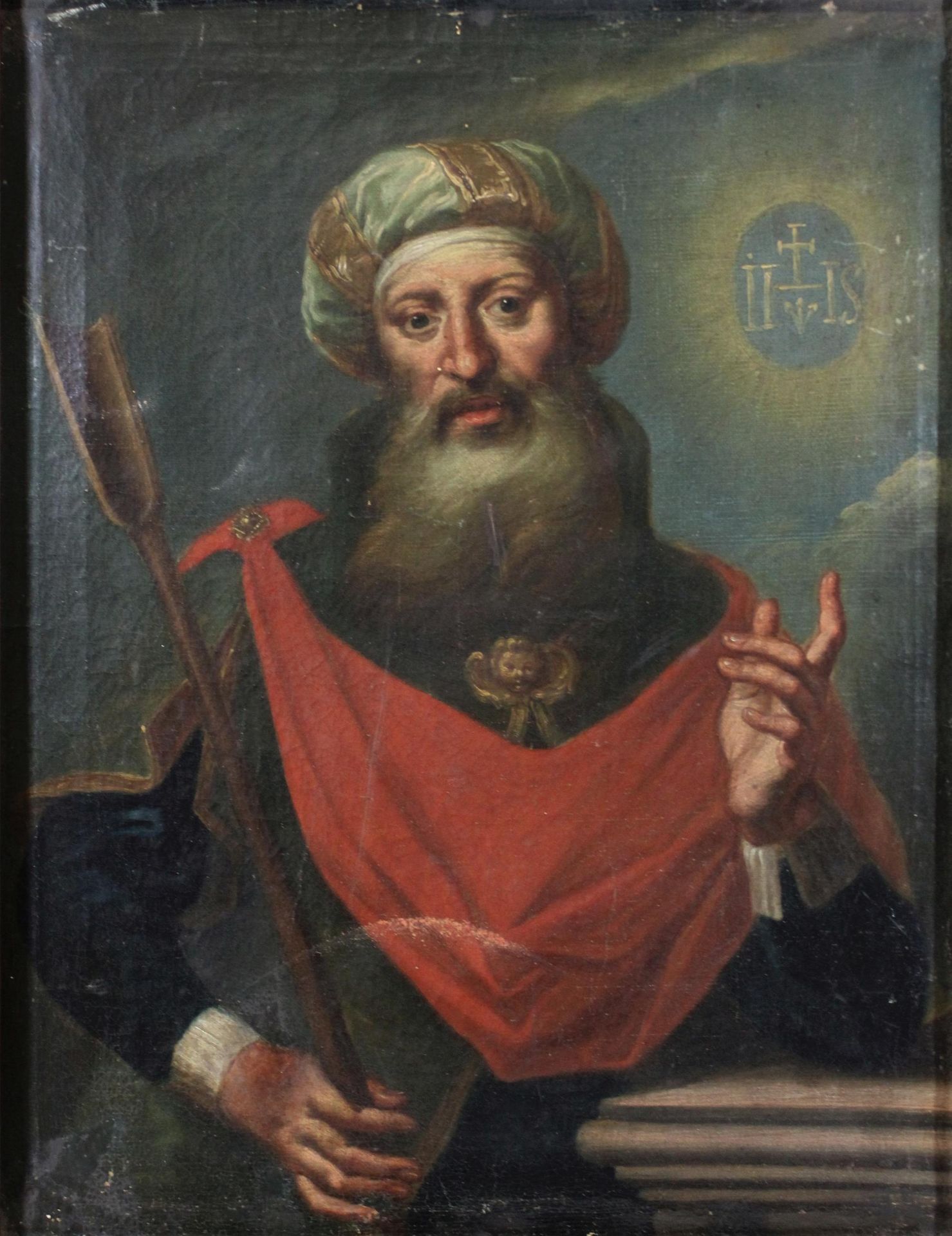 Unbekannter Künstler, Mann mit Turban, 18. Jh., Öl auf Leinwand, IHS-Monogramm.