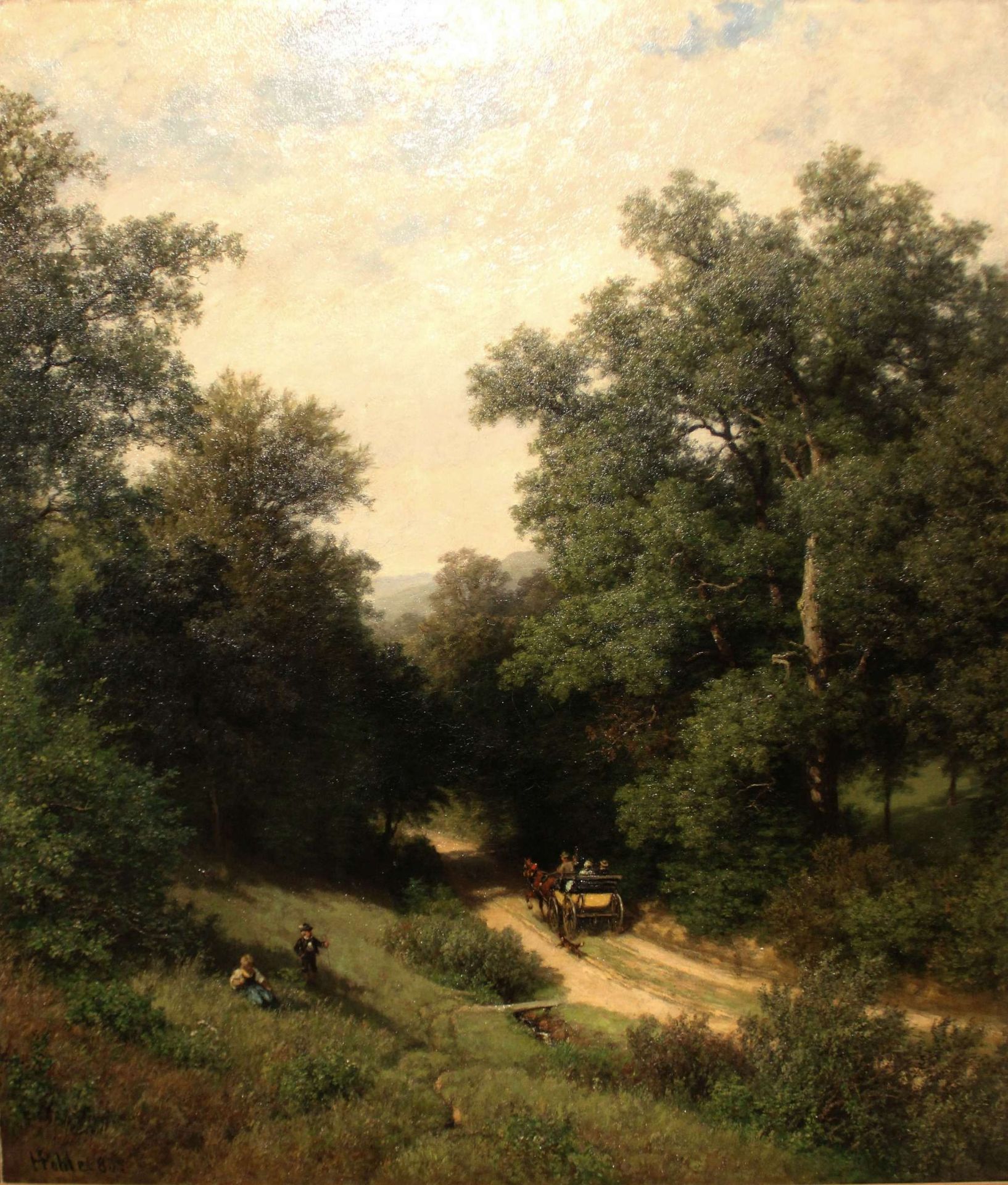 Hermann Pohle the Elder (deutsch, 1831 - 1901), Waldstraße, Öl a. Lwd.