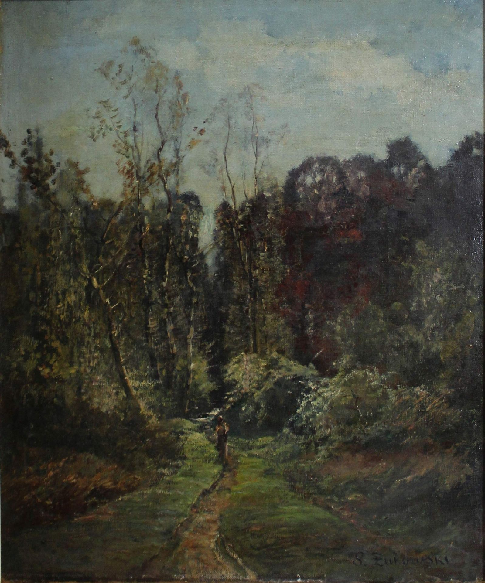 Stanislaw Zukowski (polnisch, 1873 - 1944), Waldszene, Öl auf Leinwand