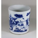 Großer Pinselbecher, China, Porzellan, blau-weiß Unterglasur