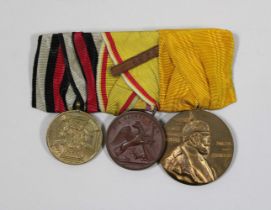 3er Ordensspange mit Etui, Kriegsdenkmünze 1870/1871, Baden Felddienst-Auszeichnung 1839