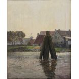 Gustav Wendling (deutsch, 1862 - 1932), Flussszene, Öl auf Holz