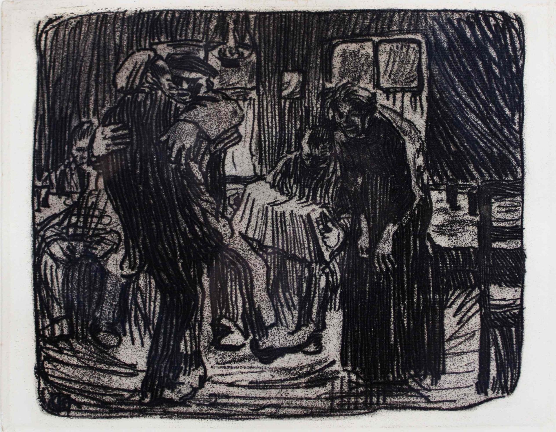 Käthe Kollwitz (German, 1867-1945), Hamburger Kneipe, Original von 1901, Radierung