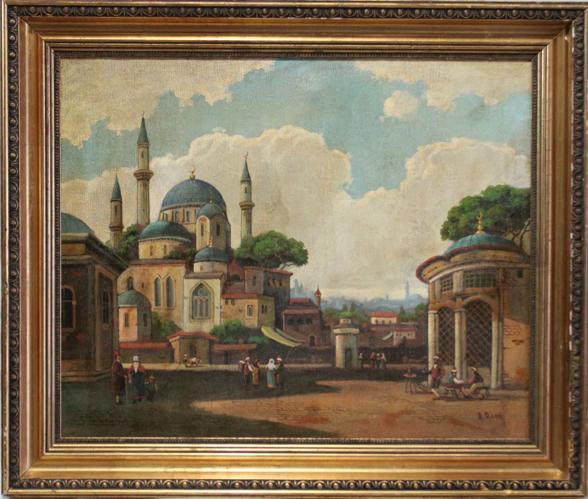 A. Rossi, Platz vor Sultan-Ahmed-Moschee, Öl auf Leinwand, unten rechts signiert. - Image 3 of 3