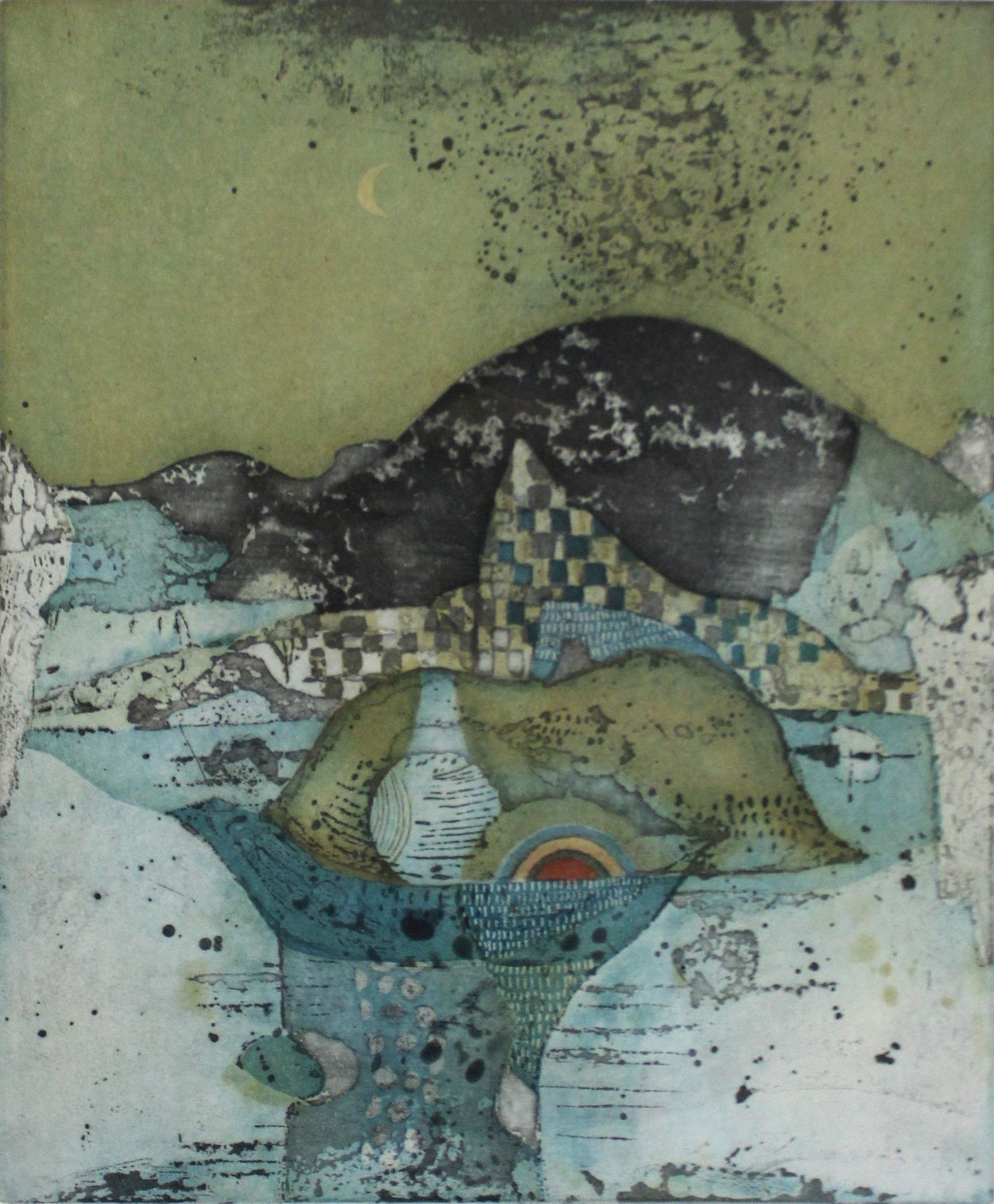 Yoshi Takahashi (japanisch, 1943 - 1998), Landschaft, Farbradierung, mit Bleistift sig.