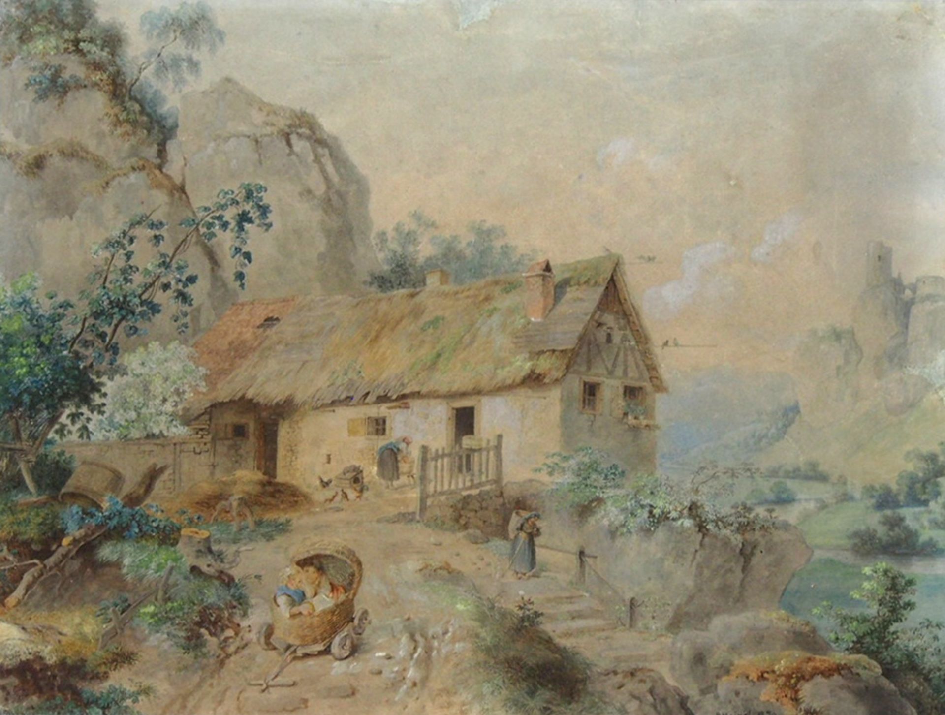 HEINEL, Philipp: Gebirgslandschaft mit Bauernhaus - Bild 2 aus 2