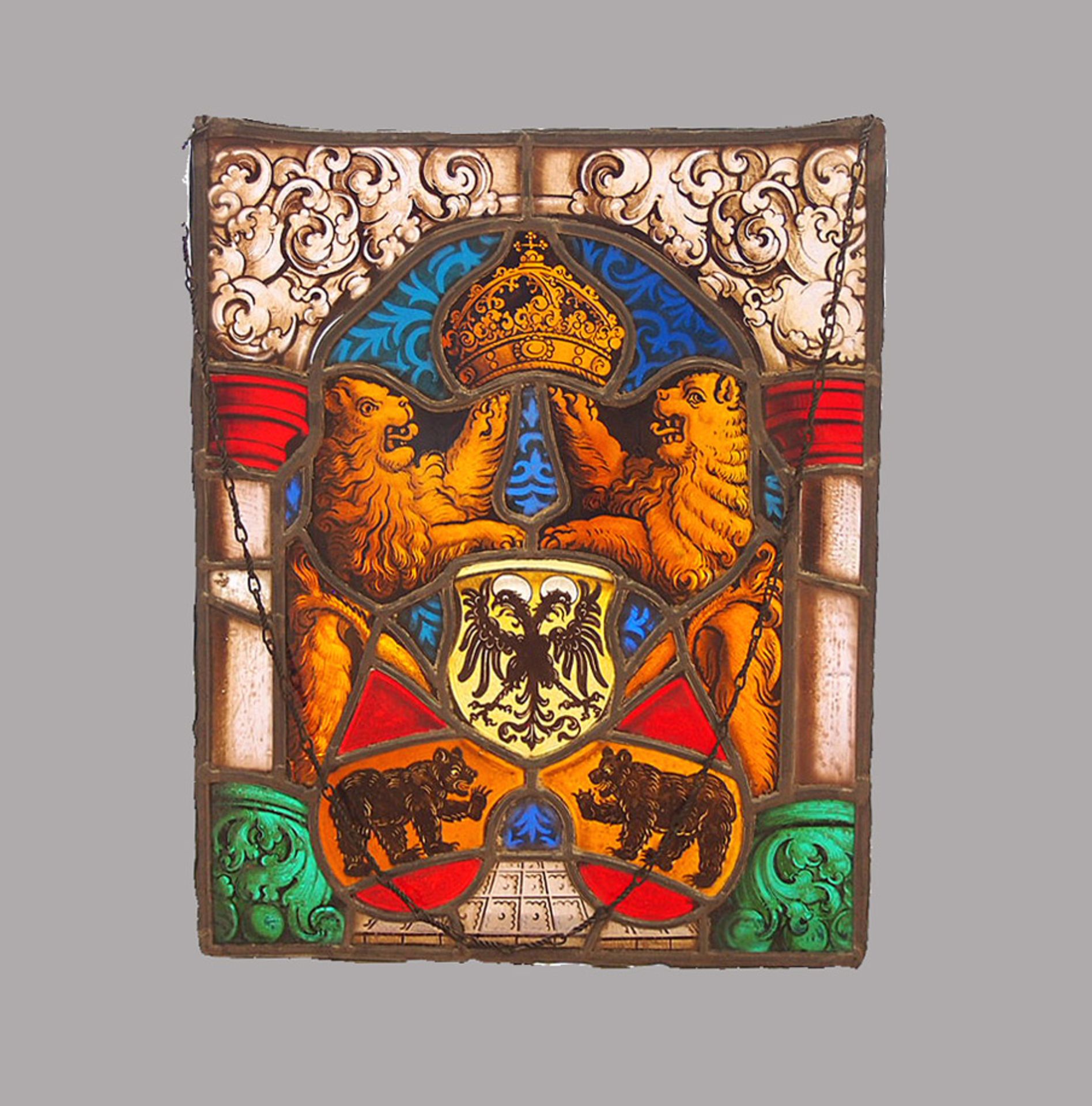 Wappenschild mit Reichswappen und doppeltem Berner Wappen