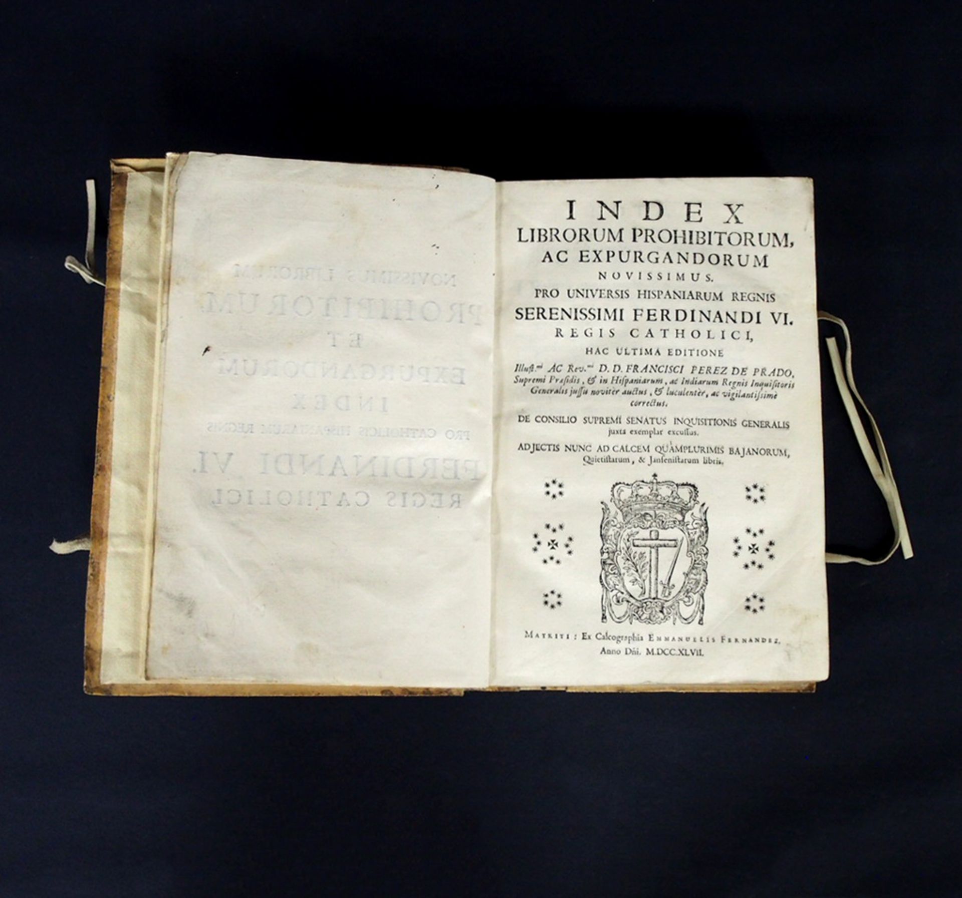 PEREZ DE PRADO, Franciscus: Index librorum prohibitorum ac expurgandorum