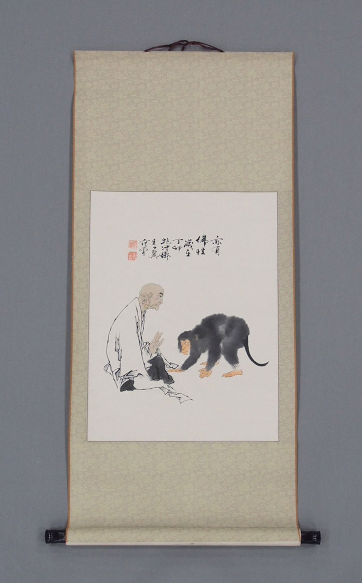Fan Zheng: Rollbild "Mönch mit Affe" - Bild 2 aus 3