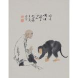 Fan Zheng: Rollbild "Mönch mit Affe"
